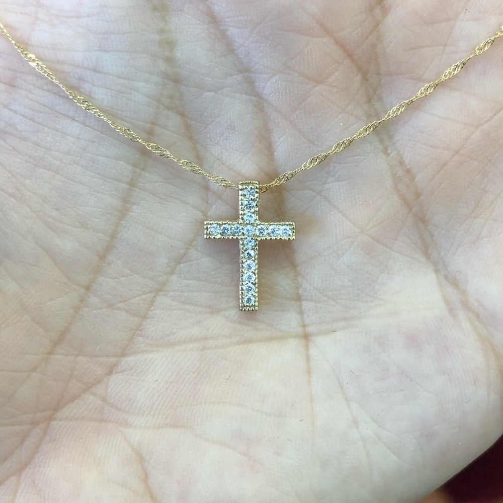 Yellow gold diamond cross